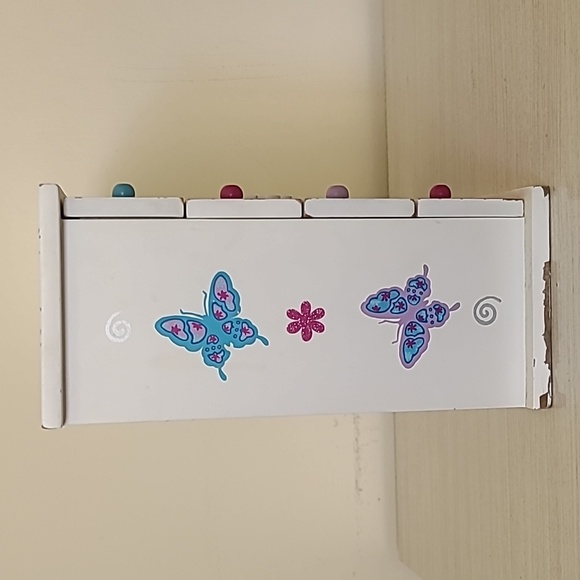 Purpule/Pink Butterfly Wooden jewelry Box & Organizer 9"×10"×4 1/2" - Picture 5 of 12
